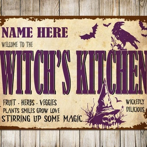 PERSONALISED Witch Kitchen Stirring Up Some Magic Halloween Food Drinks Prop Magical Stirring Pot Wicked Wall Sign Decor Metal Plaque