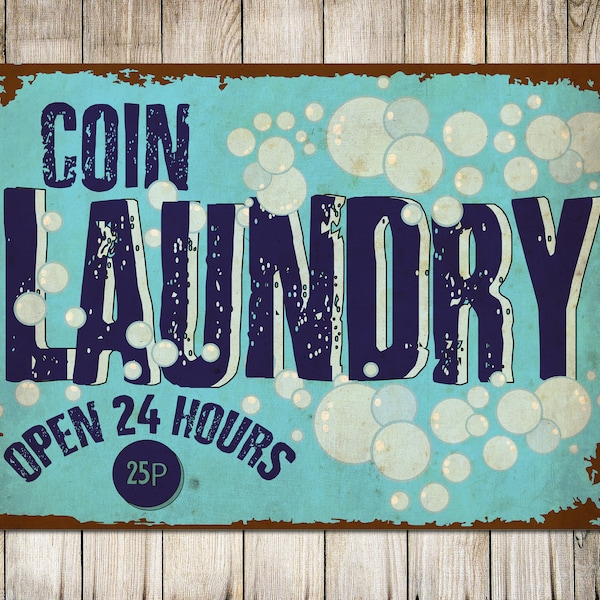 Coin Laundry Canvas Vintage Farmhouse Faux Metal Sign Sign Decor Metal Plaque Wall Decor