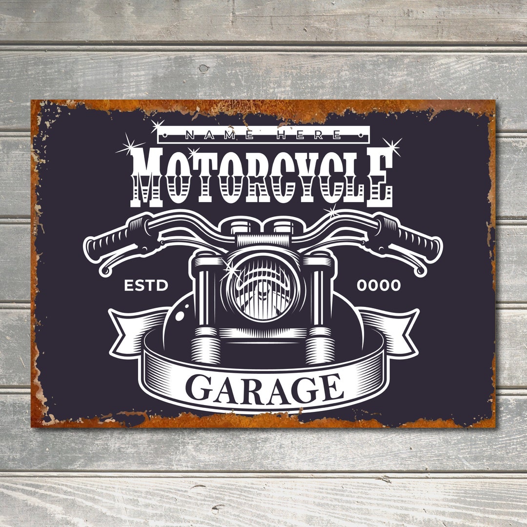 PERSONALISED Motorbike Sign Garage Sign Motorcycle Custom Workshop ...