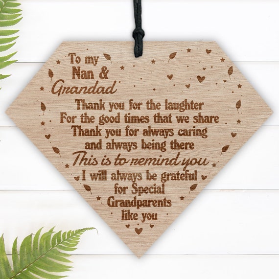 THANK YOU GIFT For Nan Plaque Nan And Grandad Gifts For Grandparents Keepsake 