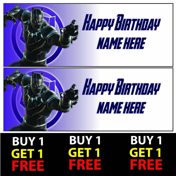 x2 Personalised Birthday Banner Black Panther Children Kid Party Decoration 2 