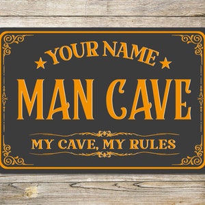 PERSONALISED Man Cave Sign Metal Wall Door Decor Office Shed Garage Retro Plaque