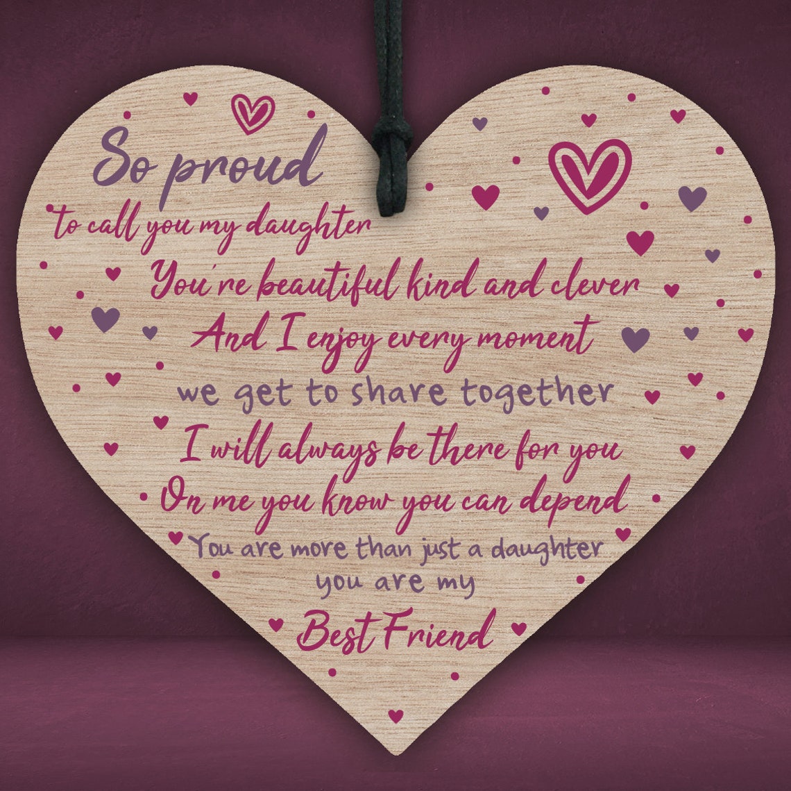 041 Proud Of My Daughter Wooden Hanging Heart Sign Plaque Etsy