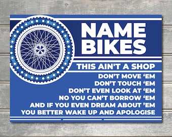 PERSONALISED Bike Rule Bicycle Custom Sign Garage Workshop Gift Wall Decor Metal Plaque