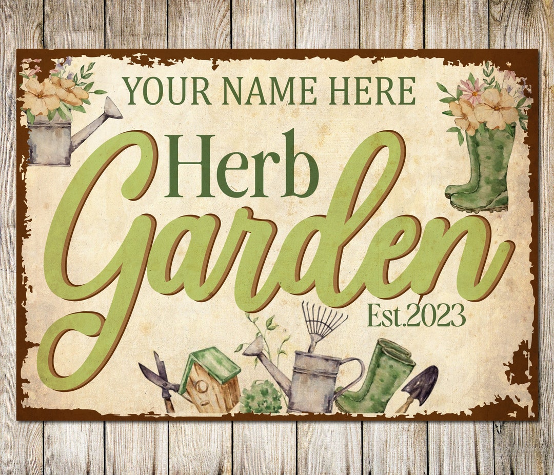 PERSONALISED Herb Garden Sign Back Yard Gardening Planting Plants Grown ...
