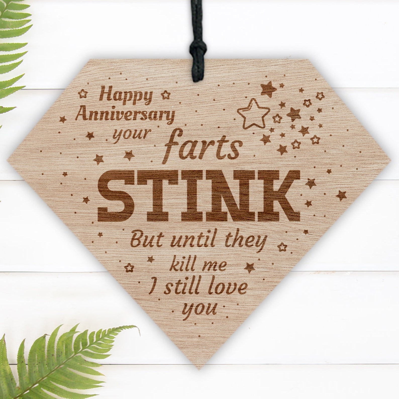 DE014 graviert lustige Jahrestag Holz Diamant Geschenke für Etsy.de