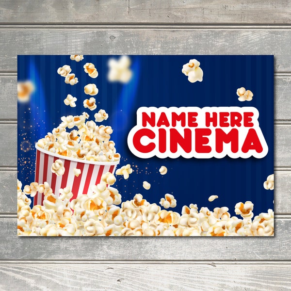 PERSONALISED Cinema Sign Home Gift Movie Custom Wall Art Decor Metal Plaque