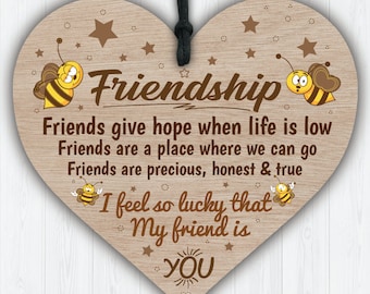 019 I'm Lucky My Friend Is You Wooden Hanging Heart Friendship Gift Best Friends Keepsake Memories