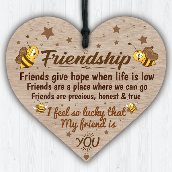 019 I'm Lucky My Friend Is You Wooden Hanging Heart Friendship Gift Best Friends Keepsake Memories