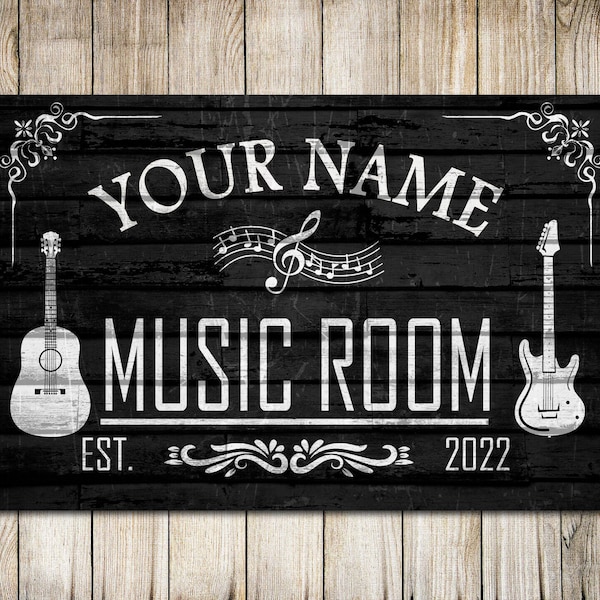 PERSONALISED Music Room Sign Studio Gift Father Home Decor Musician Metal Plaque