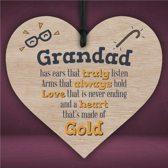 Fathers day gift personalised wooden heart plaque for dad daddy grandad grandpa 