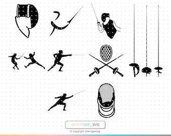 Fencing SVG Bundle, Fencing Svg, Sword Png, Foil Clipart, Epee Dxf, Sabre Eps, Fencing Cricut, Fencing Sport Cut File, Fencing Mask Svg