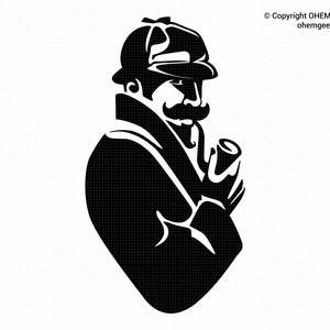 Detective Saved in Svg and Png Files, Private Investigator Clipart, Vintage Detective Hat and Pipe Dxf, Detective Eps, Detective Cricut