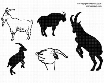 Goat Face Saved in Svg and Png Files, Goat Head Clipart, Cute Goat Dxf, Goat Eps, Goat Cricut, Goat Horn Cut File, Mountain Goat Silhouette