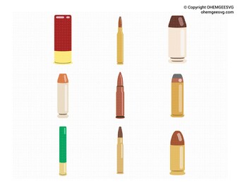 Bullets SVG Bundle, Shotgun Shells Clipart (Digital Files)