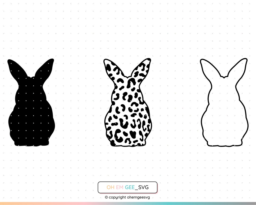 Leopard Print Bunny Saved in Svg and Png Files, Rabbit Outline Clipart ...