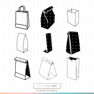 Paquete SVG de bolsa de papel, bolsa de papel Svg, bolsa de papel Png, clipart de compras, bolsa marrón Dxf, bolsa Eps, bolsa marrón Cricut, archivo de corte de bolsa de papel