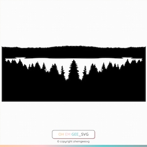 Lake Saved in Svg and Png Files, Pine Trees Clipart, Lake and Pine Tree Forest Dxf, Lake Eps, Pine Trees Cricut, Forest Cut File, Lake Svg
