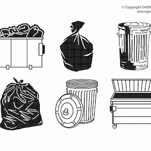 Trash Can SVG Bundle, Trash Can Svg, Dumpster Png, Trash Bag Clipart, Trash Dxf, Trash Bin Eps, Garbage Cricut, Trash Can Cut File