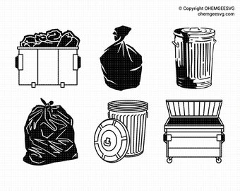 Papperskorg SVG-paket, papperskorg Svg, Dumpster Png, papperskorg Clipart, papperskorg Dxf, papperskorg Eps, soporna Cricut, papperskorg klippfil