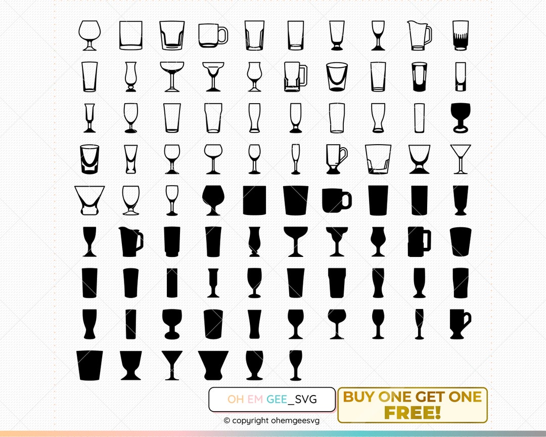 Drinking Glasses SVG Bundle, Drinking Glass Svg, Shot Glass Png