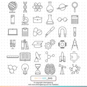 Science Icons SVG Bundle, Science Icons, Science Png, Education Clipart, Biology Eps, Medicine Dxf, Lab Equipment Svg, School Svg, Flask Svg