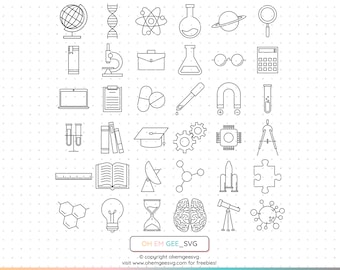 Science Icons SVG-bundel, onderwijs clipart (digitale download)