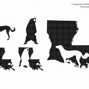 Louisiana Schwarzer Bär Gespeichert in SVG- und Png-Dateien, Catahoula Leopard Hund zwart, Louisiana Karte Dxf, Schwarzbär Eps, Bär Cricut, US State Map zwar