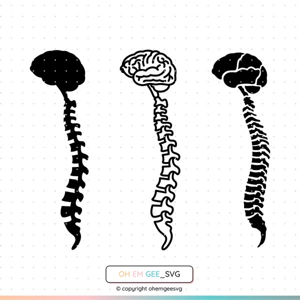 Brain and Spine Svg, Brain Spine Clipart, Brain Png, Spine Dxf, Brain and Spin Eps, Brain Spine Cricut, Brain Spine Cut File, Brain Svg