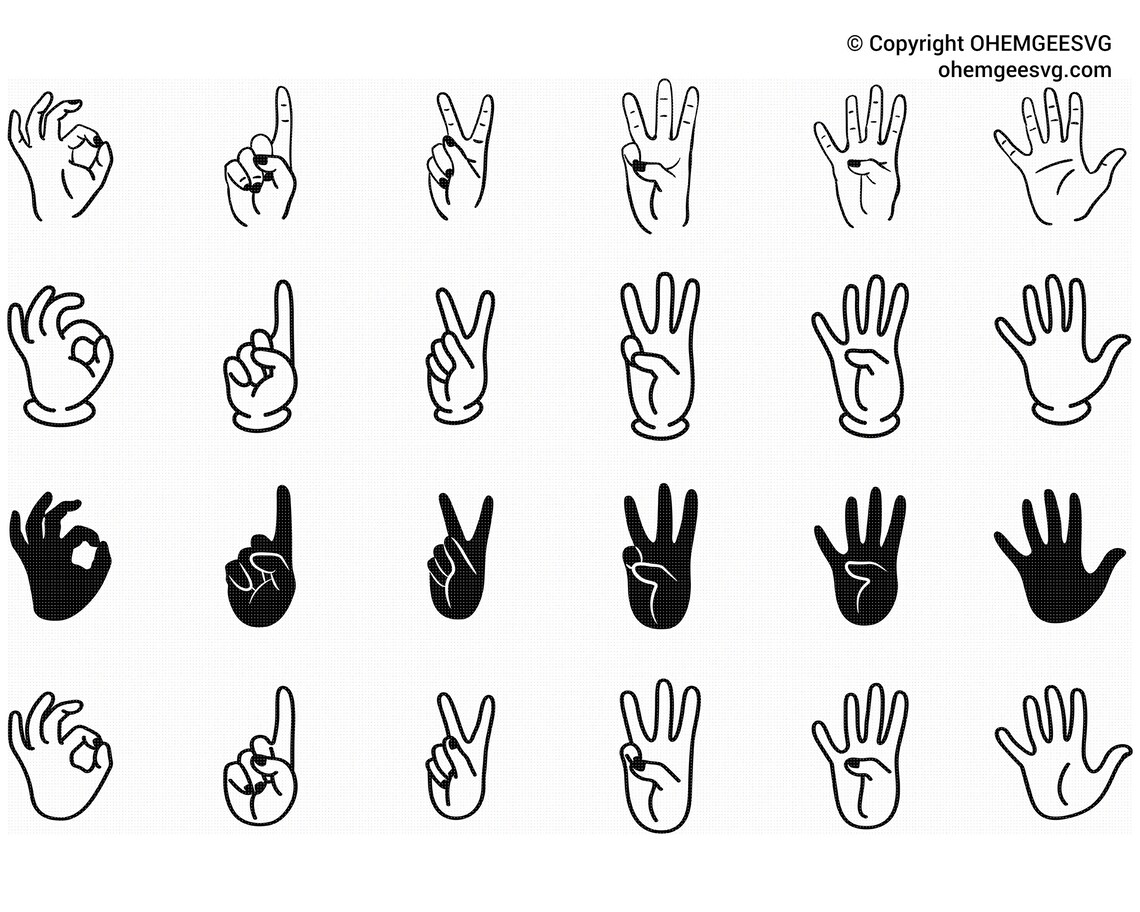 Birthday Hand Number Sign Svg Zero One Two Three Four | Etsy