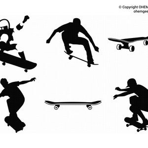 Skateboarding Saved in Svg and Png Files, Skateboarding Clipart, Skateboard Dxf, Skateboard Cricut, Skateboarder Cut File, Skater Silhouette