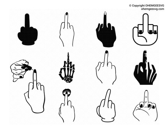 中指 SVG バンドル: Fuck You クリップアート、PNG、DXF (デジタル 