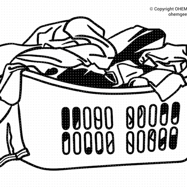 Laundry Basket Svg, Dirty Clothes Png, Pile of Clothes Clipart, Laundry Eps, Laundry Dxf, Dirty Clothes Cricut, Laundry Cut File