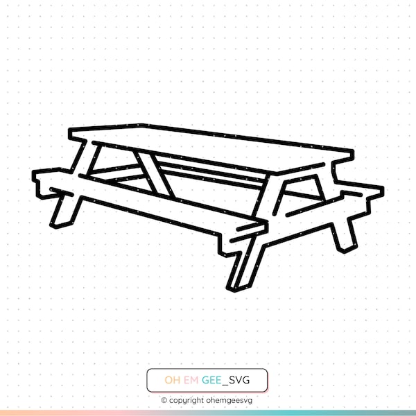 Picnic Table Saved in Svg and Png Files, Outdoor Table Clipart, Table with Bench Dxf, Picnic Table Eps, Table Cricut, Outdoor Table Cut File