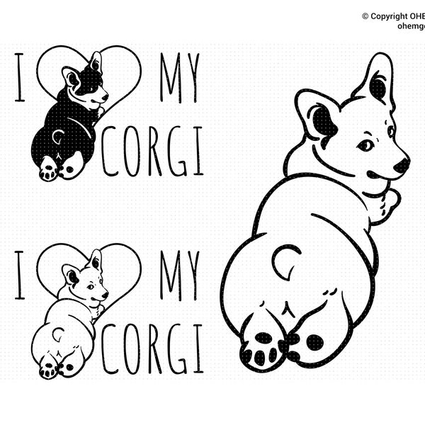 I Love My Corgi SVG, I Love Corgis Png, I Love My Dog Clipart, Dog Lover Dxf, Corgi Lover Eps, Corgi Cricut, Puppy Love Cut File, Corgi Svg