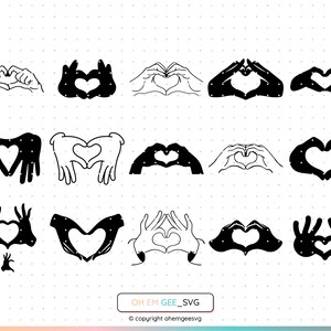 May include: A set of 12 black and white hand drawn illustrations of hands forming a heart shape. The hands are in various positions and angles, creating a variety of heart shapes.