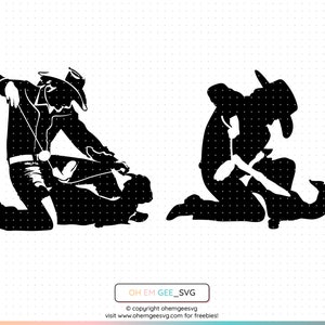 Rodeo SVG, Goat Tying Png, Goat Tying Dxf, Rodeo Eps, Rodeo Clipart, Cowboy Cut File, Goat Tying Silhouette, Goat Tying Cricut image 1