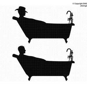 Man in a Bathtub SVG, Male Taking a Bath SVG, Man in Tub Svg, Bathtub Svg, Shower Svg, Cowboy in a bathtub Svg, Cowboy taking a bath Svg
