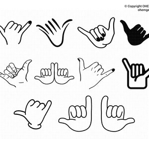 Hang Loose SVG Bundle, Hang Loose Svg, Hawaiian Greeting Hand Sign Clipart, Shaka Png, Surf Hand Sign Eps, Hand Silhouette, Shaka Silhouette