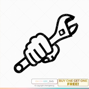 Hand Holding a Wrench Svg, Wrench Clipart, Mechanic Png, Plumber Dxf, Handyman Eps, Wrench Cricut, Mechanic Cut File, Wrench Svg, Wrench Png