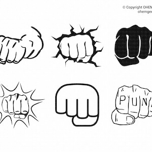 Punch SVG Bundle, Punch SVG, Punch Silhouette, Knuckles Svg, Punching Fist Svg, Fist Svg, Punk Rock Fist Punch Svg, Punch Through Wall Svg