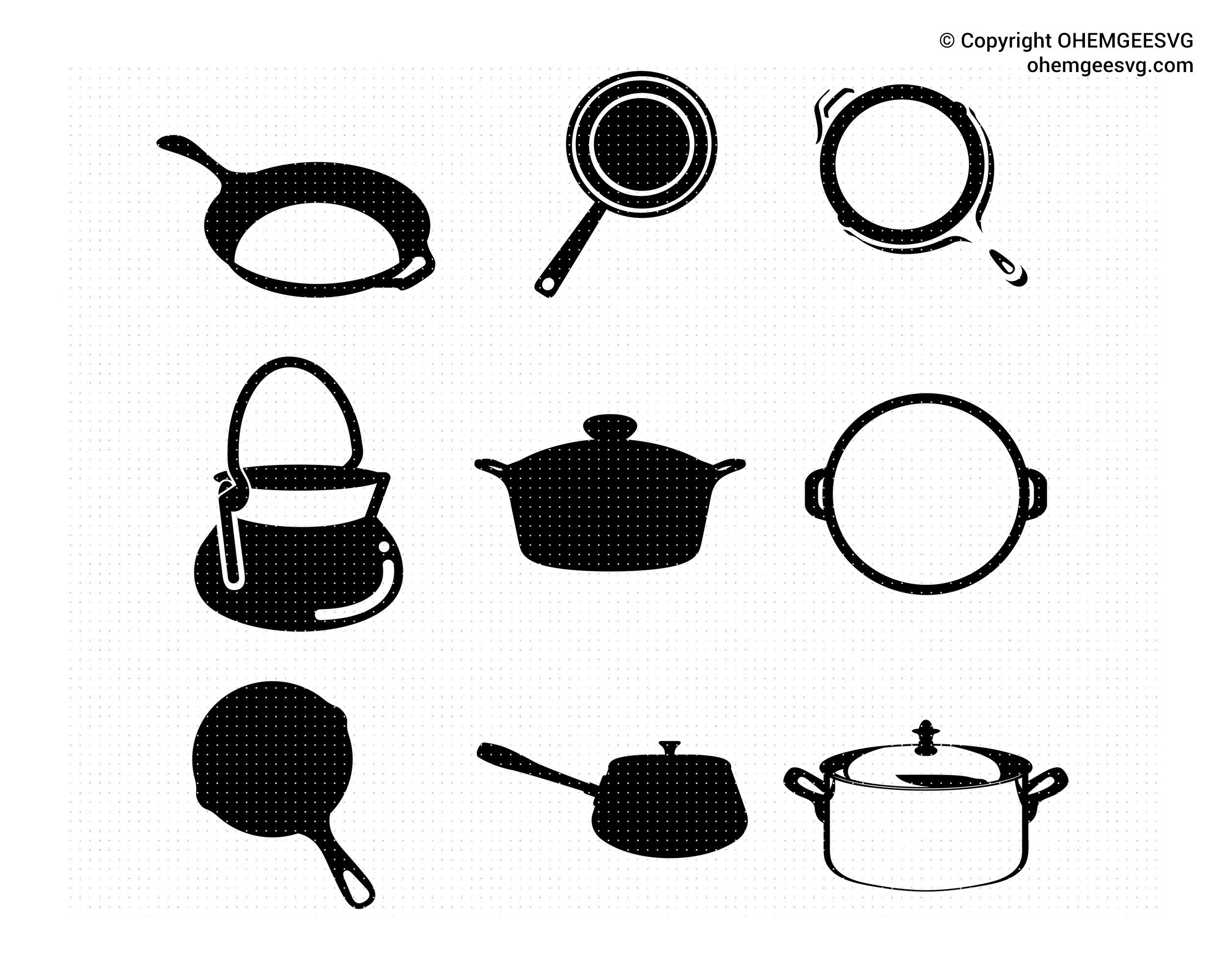 Cooking Pot Outline SVG, Food Svg, Cooking Pot Clipart, Cooking