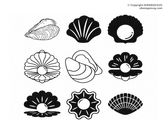 Pearl Svg Clam Png Oyster Clipart Shell Dxf Sea Pearl Eps Etsy 日本