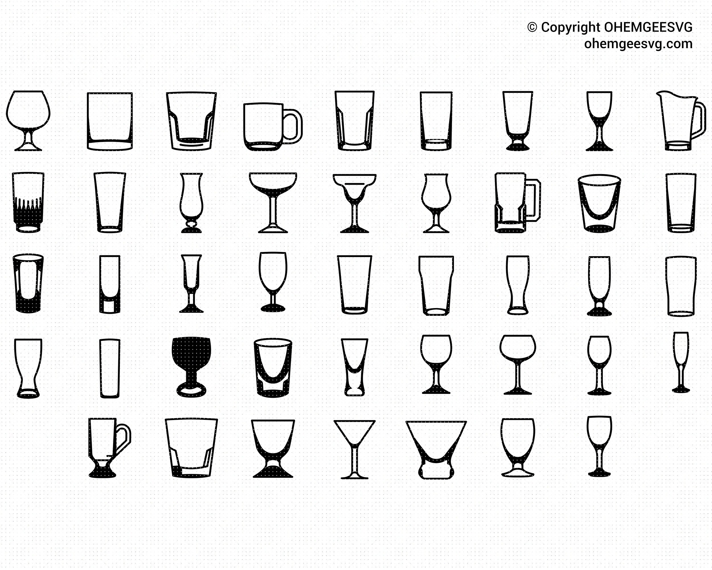 Drinking Glasses SVG Bundle Drinking Glass Svg Shot Glass Etsy Singapore