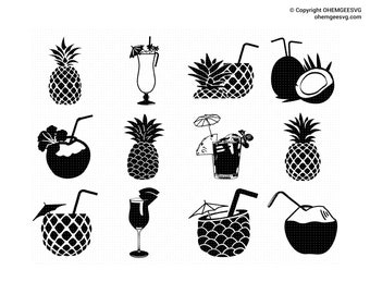 Tropische drankjes SVG-bundel, zomercocktail clipart (digitale download)
