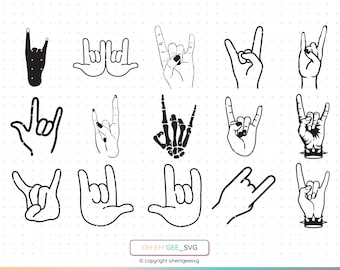 Rock and Roll SVG Bundle, Rock and Roll Png, Rock and Roll Clipart, Rock On Dxf, Hand Signs Eps, Rock On Sign Cricut, Rock Hand Cut File
