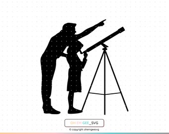 Clipart vader-dochter sterrenkijktelescoop: SVG-, png-bestanden