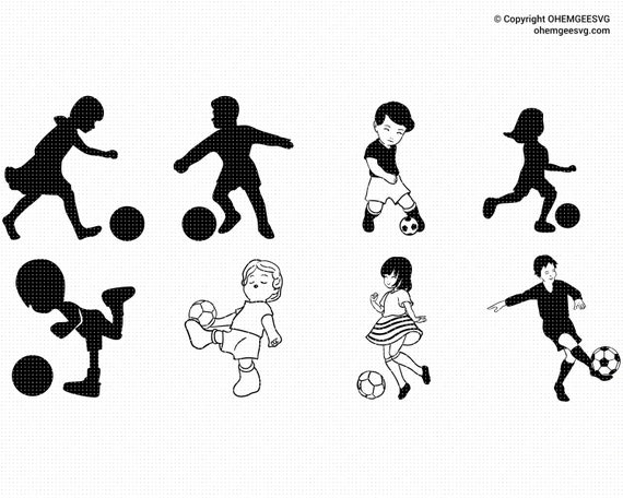 Download Little Boy Little Girl Playing Soccer Svg Kicking Football Etsy