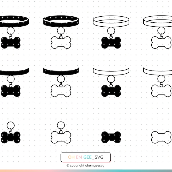 Dog Collar Svg, Dog Bone Png, Bone Collar Clipart, Dog Collar Dxf, Dog Bone Eps, Bone Collar Cricut, Dog Collar Cut File, Dog Bone Svg