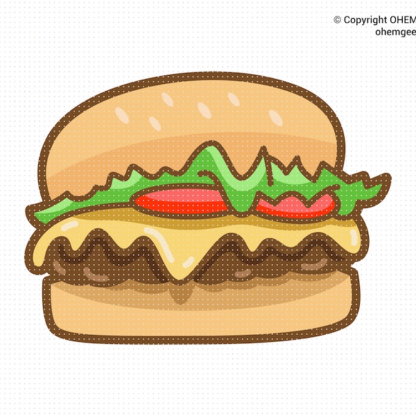 Hamburger Svg, Burger Clipart, Cheeseburger Dxf, Fast Food Eps, Food Cricut, Hamburger Cut File, Hamburger Silhouette, Burger Cricut